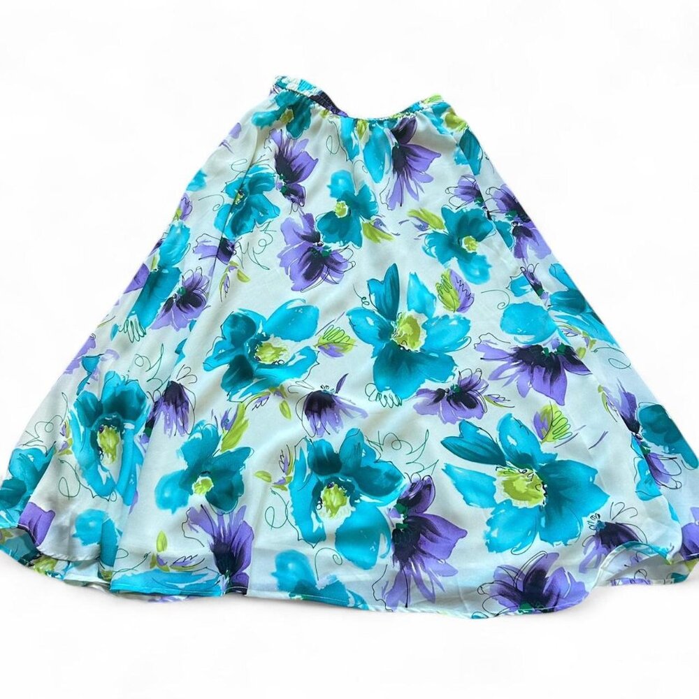 Coldwater Creek blue floral maxi skirt with elastic waistband   Size XS floraL